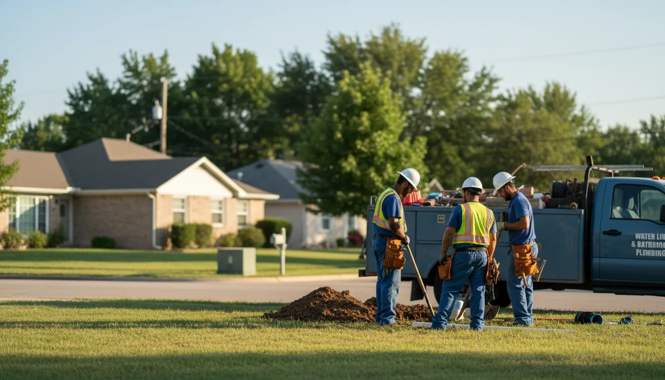 Residential water line and bathroom plumbing service in Mark, IL